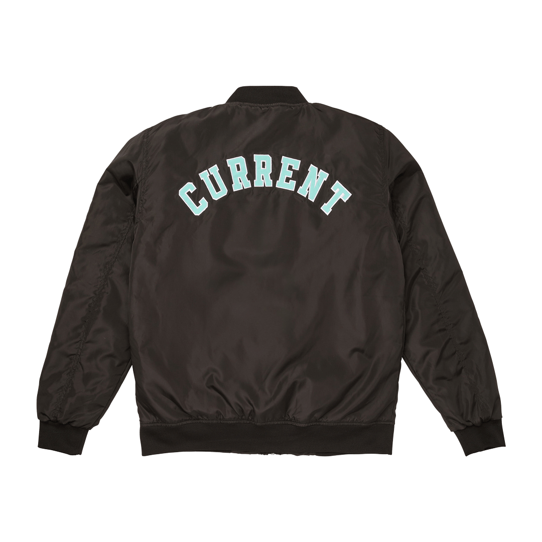 Unisex Black Current Bomber Jacket Back