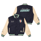 Unisex Navy Letterman Jacket Front Dual Image