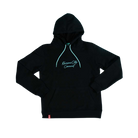 Unisex Black Teal Script Hoodie Front