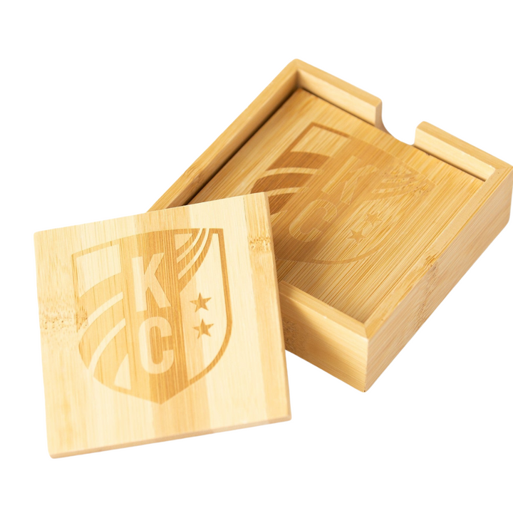 KC Current Bamboo Primary Logo Coaster Set