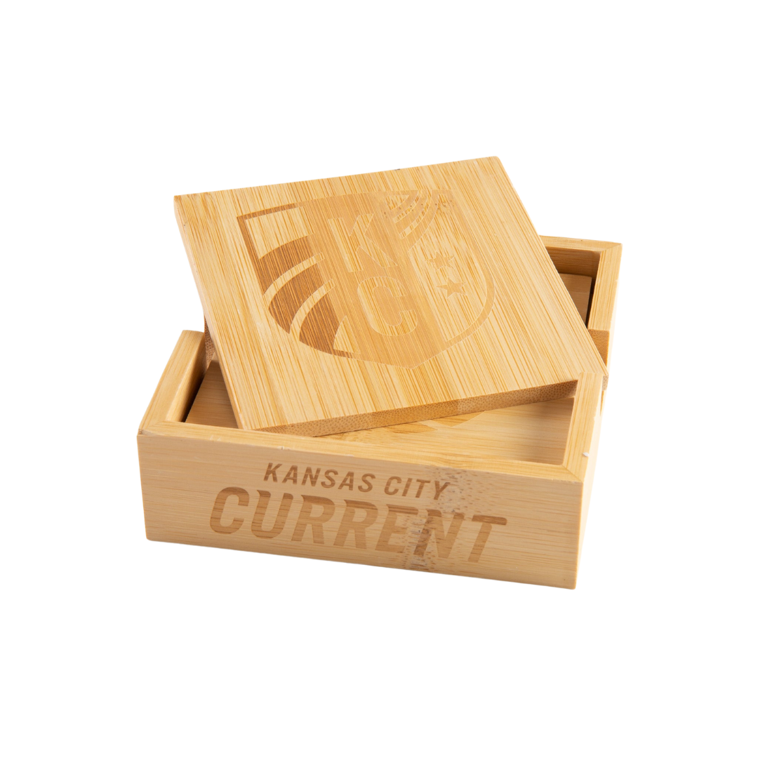 KC Current Bamboo Primary Logo Coaster Set